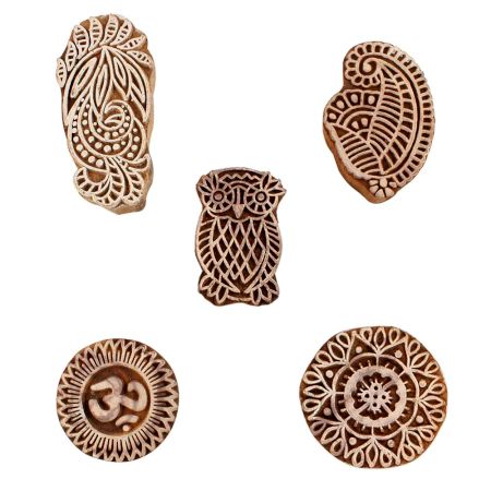 Set of 5 Piece New Mix Wooden Printing Blocks